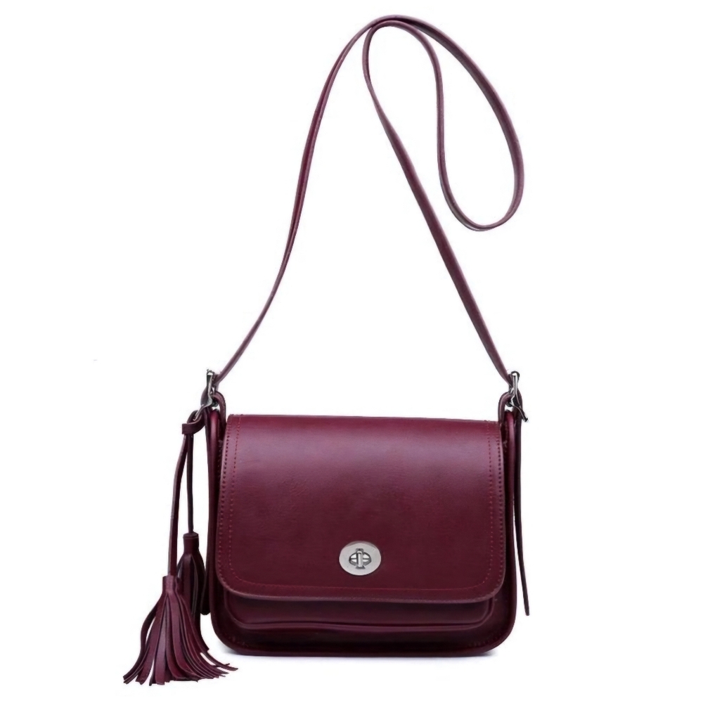 Urban Expressions Burgundy Crossbody Bag with Tassel